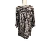 Tahari 100% Linen Zebra Print Button Front Tunic Top 1X Long Sleeve Lightweight Photo 1