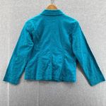 Chico's  Shirt Jacket Womens 0 Small Blue‎ Cotton Embroidered Floral Button Front Photo 2
