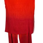 Andrea Iyamah ‎ Atti Ombre Plisse Two-Piece Set Straight-Leg Pants Top Red Small Photo 4