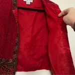Laurence Kazar Vintage  Red Beaded Silk Jacket Size‎ L Holiday NYE Photo 5