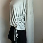 New Lanston Revolve Women’s Oversized Drop Shoulder Cinched Crop Crew Sweatshirt Green Size XS Photo 1