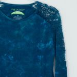 Earth Yoga Teal Blue Tie Dye Lace Long Sleeve Top Womens Size M Sustainable Size M Photo 1