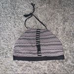 Athleta  gray striped cutout high neck swim top Photo 1