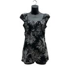 Y2K Black & White Abstract Floral Tank Top Size L Photo 1