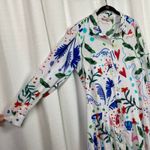 Loft  White Colorful Graffiti Tropical Rhythm Godet Shirt Dress Sz.12 Photo 7