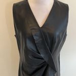 Elie Tahari  Black Marsala Leather Ponte Dress Photo 5
