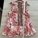 Free People Tunic Small Tulum Floral Boho Linen Blend Flowy Flounce Top Festival Photo 11