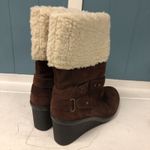Nine West Nine‎ West Women’s 10 Brown Suede Leather Faux Sherpa Fur Wedge Bootie Boots Photo 4