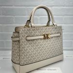 Michael Kors Light Cream Multi Reed Large Belted Satchel Purse Photo 1