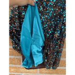 Scala  brown / blue sequence dress sz 14 Photo 8