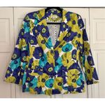 Joan Rivers vibrant floral three button blazer size 12 Purple Photo 2