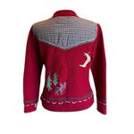 Coldwater Creek Wool Christmas Sweater Vintage Embroidered Patchwork Women Small Photo 2