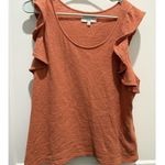 Madewell Texture & Thread Women’s Sz Large Ruffle Sleeve Tank Top Romantic Coral Photo 2
