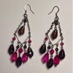 Pink & Purple Crystal Chandelier Drop Earrings French Hooks Pierced Ears Women Purple Photo 0