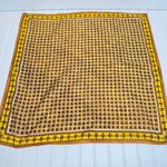 Vintage Square 60s 70s Scarf Camel Yellow Burgundy Brown 26" Photo 2