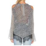 Derek Lam 10 Crosby Cold Shoulder 100% Silk Animal Print Polka Dot Lace Blouse 0 Photo 1