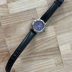 Fossil  Ladies Watch Black Leather Strap Purple Dial Luminous Hands Photo 3