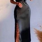 ZARA  Green Satin Effect Front Slit with Lace Trim V Neck Ruching Bloggers Fav XS Photo 0