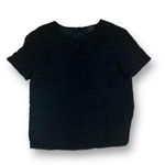 Theory  Floral Eyelet Short Sleeve Back Button Blouse Branna Black Size Small Photo 0