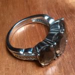 Brazilian Smokey Quartz Three Stone Stainless Steel Ring (Size 7) Photo 6