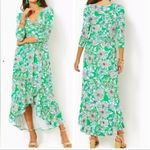Lilly Pulitzer Moana Green floral high low Maxi Dress Photo 1