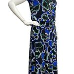 Chico's  Travelers Blue Black Midi Dress Women Size 0 4/6 Jersey Waist Band Dress Photo 2