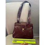 Vintage 80s Cognac Faux Leather Purse Shoulder Bag detachable double strap Brown Photo 9