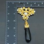 Vintage CRAFT Black Lucite Drop Faux Pearl Large Brooch Photo 6