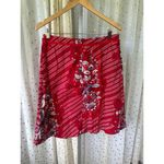 Live a Little Women's Red Floral Paisley Bandana Ribbon Trim A Line Skirt 10 Photo 2