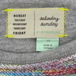 Anthropologie Saturday Sunday Multicolor Knit Slub Oversized Tee Crop Top XS Gray Photo 4