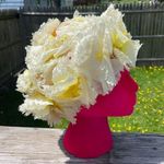 Vintage Floral Netted Wig Hat Union Made Yellow Photo 0