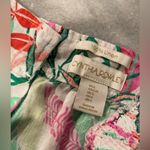 Cynthia Rowley Size L Smocked Strap 100% Linen Tropical Pearl Button Back Top Photo 9