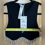 ZARA Size XS Black Seamless Ribbed Rhinestone Trim Tank Top NWT NEW YEARS TOP Photo 2