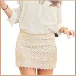 Sans Souci San Souci Womens Beige Tiered Lace Mini Skirt Sz Medium Lined Photo 4