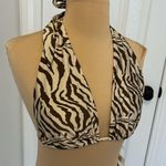 Good American Good Swim Zebra Halter Bikini Top Brown Size undefined Photo 3