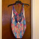 Boohoo  Blue and Pink One Piece Swimsuit with Plunging V-neck Photo 4