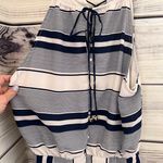 HYFVE Blue & White Striped Lace Up Neck Romper Photo 5