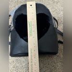 Faux Fur Heart Mini Backpack NWT 8”Wx 9” T faux leather silver hardware Black Photo 5