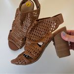 LC Lauren Conrad Braided Woven Design Stacked Heel Sling Back Brown Heel Size 7 Photo 1