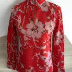 JEAN PIERRE KLIFA Floral Zip Long Sleeve Wool Blend Top Sz Small Red Photo 0