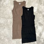 OQQ Seamless Ribbed Shapewear Tank Dresses, Black & Tan, Sz S Photo 3