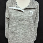 PINK - Victoria's Secret PINK Victoria’s Secret Heather Gray Oversized Pullover Quarter Button Snap Close Photo 0
