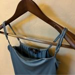 VIBE bodycon flirty dress, side slit & ruffle detail, Teal blue, stretchy, M Blue Size M Photo 5