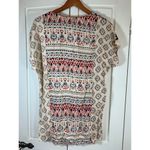 Angie  Boho Southwestern Geometric Print Beaded Peasant Top Medium Dolman Sleeves Photo 2
