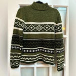 Kathy Ireland Vintage Hunter Green Cream Wool Blend Sweater Size S Small Photo 1