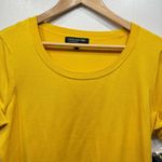 Jones New York Yellow Silk Blend Short Sleeve Round Neck Basic Sweater Top Large Photo 6