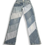Forever 21 ‎ Jeans Womens 25 Straight Leg Boho Y2K Retro 70s Blue Patchwork Denim Photo 0