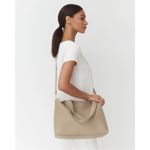 Cuyana new  16” leather system tote bag work career casual purse with strap STONE Photo 3