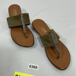 Italian Shoemakers Womans Italian Shoe Makers Slipon Thong Sandals 10 Brown Wedge Heel Rhinestones Photo 0