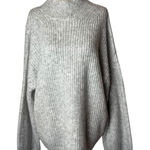 Topshop  Sweater Women Medium Gray Mock Neck Ribbed Knit Balloon Sleeve NWT Photo 0